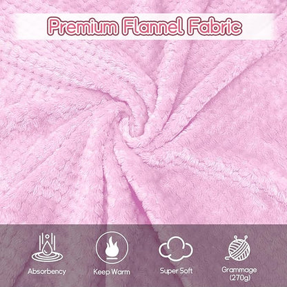 4 Pack Fleece Throw Blankets 50x60 Inches - Oeko-Tex Certified 100, 270 GSM Ultra Soft Plush for Bed, Couch and Cozy Gifts. 3D Waffle Texture, No Shedding No Pilling All Season (Pink)