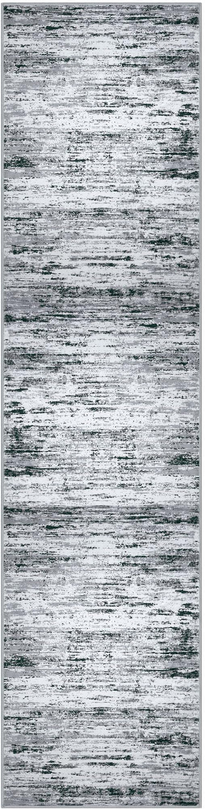 Lansny Modern Abstract Hallway Runner Rug, Black Grey White White Washable Kitchen Runner Non-Slip Soft 2x8 Runner Rug Thin Print Faux Wool Carpet for Entryway Bedroom Laundry Room Indoor Home Decor