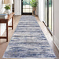 KOZYFLY Modern Abstract Washable Rug Runner 2.6x12 Hallway Rug Runner Non-Slip Soft Kitchen Runner Rugs, Grey-Blue Striped Carpet for Entryway Bathroom Laundry Room Foyer