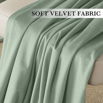 RYB HOME Auqa Velvet Curtains 84 inches Long, Room Darkening, Floor-Length, Stylish Velvet Drapes with Hook Belt for Coastal Nursery Living Room Office, 52" W x L84 L