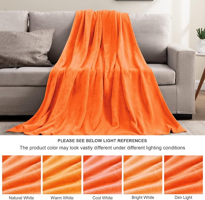 BEDELITE Fleece Blankets 108 inch x90 Size Orange Throw Blankets for Bed & Couch,Plush Cozy Fuzzy Blanket, Super Soft & Warm Lightweight Fall Blankets