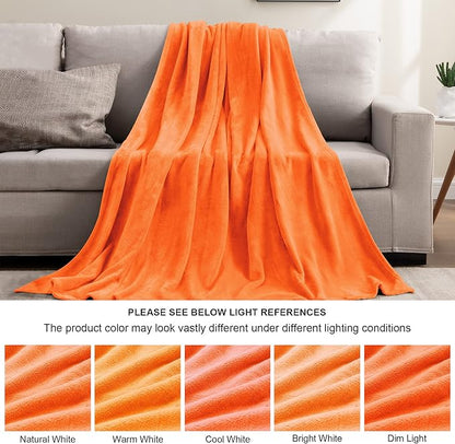 BEDELITE Fleece Blankets 108 inch x90 Size Orange Throw Blankets for Bed & Couch,Plush Cozy Fuzzy Blanket, Super Soft & Warm Lightweight Fall Blankets