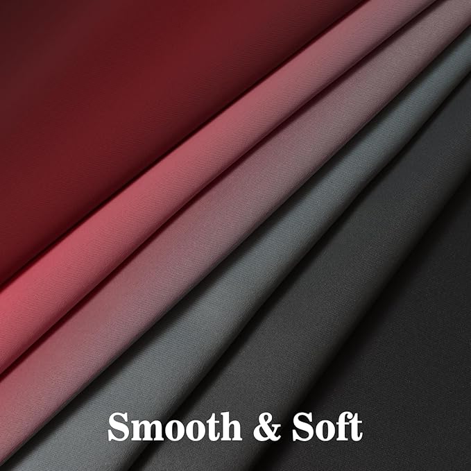Yakamok Blackout Ombre Burgundy and Black Curtains for Bedroom, Gradient Room Darkening Curtains, Grommet Thermal Insulated Light Blocking Window Drapes/Curtain for Living Room,52 x 36 Inch,2 Panels