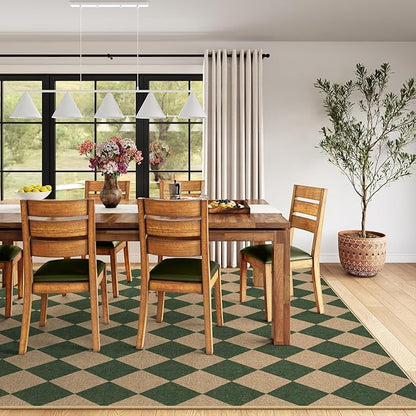 Lahome Colette Checkered Washable Rugs 8x10, Easy Jute Rug for Living Room Patio, Farmhouse Neutral Indoor Outdoor Carpet Non Slip Non Shedding Floor Carpet for Office Deck Backyard