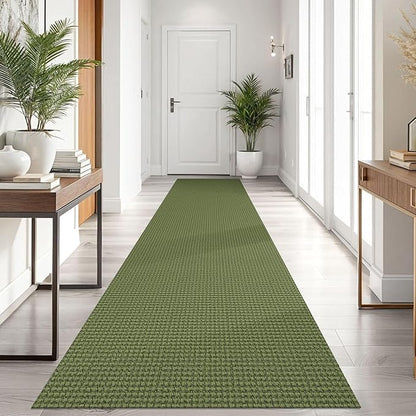 KOZYFLY Runners for Hallways 3x10 ft Washable Kitchen Runner Non Slip Rubber Backed Hallway Rugs Cotton Entryway Runner Rug Floor Carpet for Indoor Hall, Backdoor, Kitchen, Bright Green/Earthy Green