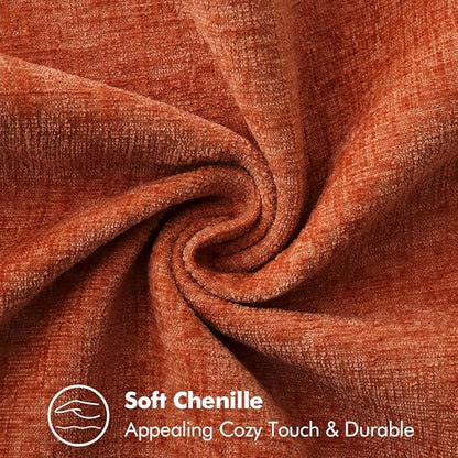 MIULEE Pack of 2 Couch Throw Pillow Covers 18x18 Inch Rust Farmhouse Decorative Pillow Covers with Stitched Edge Soft Chenille Solid Dyed Pillow Covers for Sofa Bed Living Room