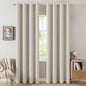 MIULEE Linen Texture Curtains for Bedroom Light Cream 100% Blackout Thermal Insulated Linen Curtains Grommet Room Darkening Drapes for Living Room Nursery 52x72 Inch (2 Panels)