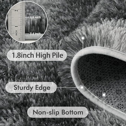 5x7 Ft Large Shag Rugs for Bedroom Living Room, Tie Dyed Ultra Soft Fluffy Furry Area Rug for Indoor Floor, Aesthetic Carpet for Home Decor (Grey)