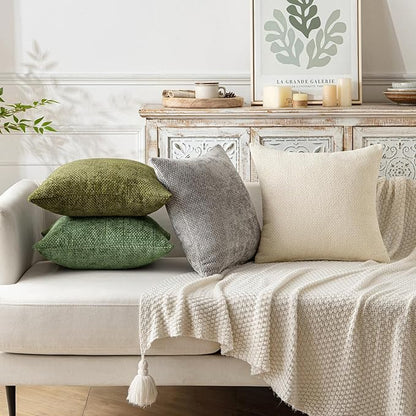 MIULEE Pack of 2 Couch Throw Pillow Covers 20x20 Inch Sage Green Modern Boho Accent Decorative Pillow Covers Soft Chenille Farmhouse Cushion Covers for Home Decor Bed Sofa Living Room