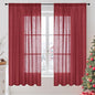 BGment Burgundy Linen Curtains 63 Inches Long for Living Room, Semi Sheer Window Drapes Textured for Bedroom Dining Light Filtering with Rod Pocket Lightweight, 2 Panels, Each 52 Inch Wide