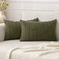 MIULEE Pack of 2 Spring Corduroy Decorative Lumbar Throw Pillow Covers 20x12 Inch Soft Boho Striped Pillow Covers Modern Farmhouse Home Decor for Summer Sofa Living Room Couch Bed Olive Green