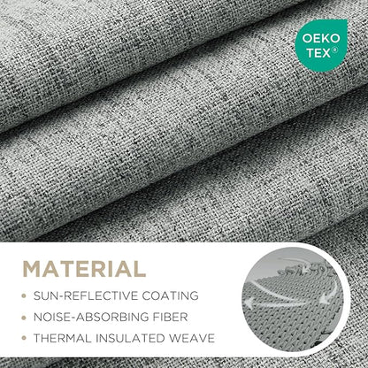 Joydeco Blackout Curtains for Bedroom - 72 Inch Long 100% Light Blocking 2 Panels Light Grey Drapes, Thermal Insulated Room Darkening Curtains, Linen Textured for Living Room, Rod Pocket & Back Tabs