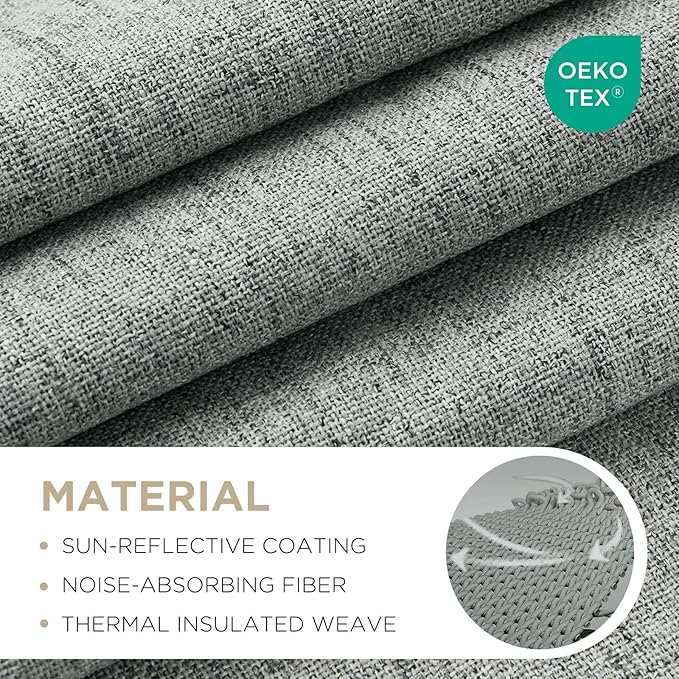 Joydeco Linen Blackout Curtains for Bedroom - 100% Light Blocking 1 Panels, Light Grey Drapes 100" W x 108" L, Thermal Insulated Room Darkening Curtains for Living Room, Rod Pocket & Back Tabs