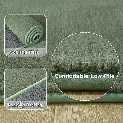 Amearea Modern Area Rugs for Bedroom Living Room, 4x6 Feet Sage Green Thickened Memory Foam Rug, Fluffy Indoor Washable Rugs Non Slip Minimalist Carpet for Kids Boys Girls Dorm Nursery Room Decor
