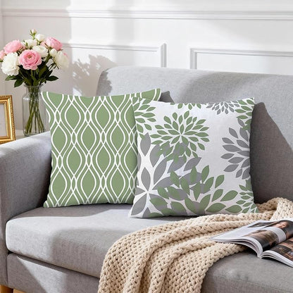 Hexagram Geometric Sage Green Pillow Covers 18x18 Set of 4, Decorative Outdoor Boho Modern Throw Pillow Covers, Home Sweet Home Farmhouse Cushion Case for Couch Sofa Bedroom Indoor Decor(No Insert)