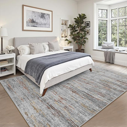 8x10 Area Rugs for Living Room,Modern Abstract Non-Slip Backing Washable Rugs,Soft Thin Large Area Rug，Stain Resistant Carpets for Bedroom Dining Room Home Decor