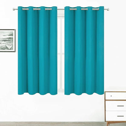 LEMOMO Turquoise Thermal Blackout Curtains/52 x 72 Inch/Set of 2 Panels Room Darkening Curtains for Bedroom