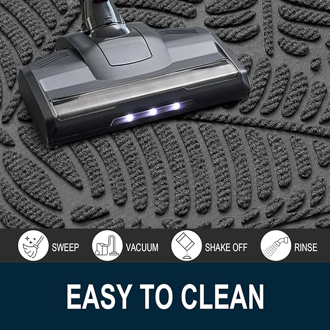Colorxy Waterproof Doormat, Sturdy Natural Rubber Front Indoor Mat, Non Slip Low Profile Indoor Outdoor Door Mats, Stain and Fade Resistant Floor Mat, Easy Clean Patio Entry Mat, 71''x23'', Light Grey