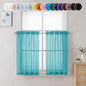 Chyhomenyc Sheer Turquoise Tier Curtains 24 Inch Length, Small Window Curtains Treatment for Bathroom Living Room Basement, Short Rod Pocket Cafe Curtain, 42W x 24L Inches, 2 Panels