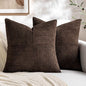 MIULEE Dark Brown Decorative Throw Pillow Covers 18x18 Inch for Couch Bed Sofa Pack of 2 Boho Farmhouse Throw Pillows Soft Cross Corduroy Patchwork Textured Cushion Cases