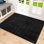 Mibao Front Door Mat, Dirt Trapper Welcome Mat for Outdoor Indoor, Non-Slip Waterproof Doormat, Durable Low Profile Entry Rug for Back Door Outside Patio Porch, 35.5" x 24", Black