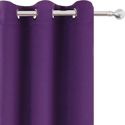 LEMOMO Purple Blackout Curtains 34 x 54 Inch Length/Set of 2 Curtain Panels/Thermal Insulated Room Darkening Blackout Curtains for Bedroom