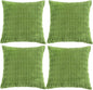 Fancy Homi 4 Packs Boho Lime Green Decorative Throw Pillow Covers 18x18 Inch for Couch Bed Sofa, Rustic Modern Farmhouse Home Decor, Soft Plush Corduroy Cute Square Cushion Case 45x45 cm