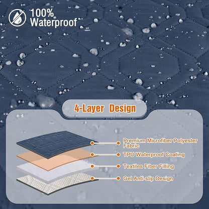 VANSOFY Waterproof Recliner Couch Covers, Sofa Covers 1-Piece Washable Reclining Sofa Cover Non-Slip Furniture Protector with Elastic Straps Pocket for Dogs, Pets(Navy Blue,3 Seater)