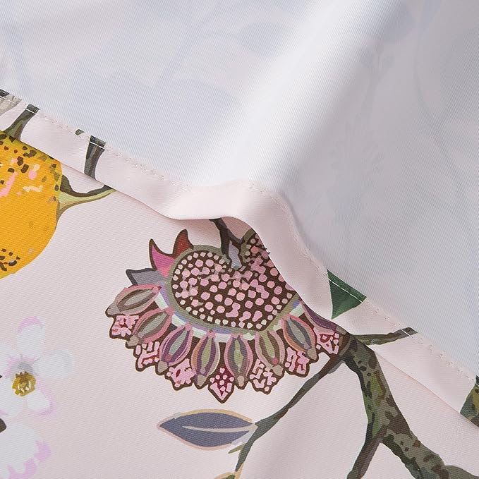Topfinel Pink Window Curtains 96 Inch Long Cute Heat Block Vintage Farmhouse Elegant Whimsical Floral Hummingbird Dusty Rose Drapes Sound Dampening Curtains for Girls Kids Room Living Room 2 Panels