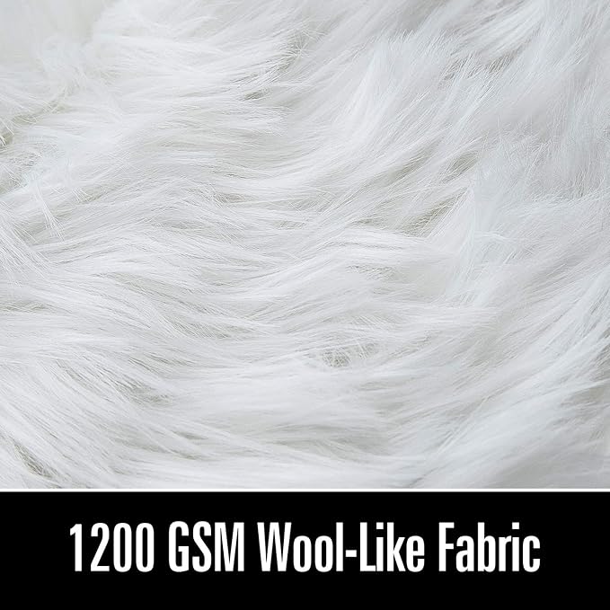 LOCHAS Soft Fluffy Faux Fur Rugs for Bedroom Bedside Rug 4x6 Feet, Washable, Furry Sheepskin Area Rug for Living Room Girls Room, Luxury Shag Carpet Home Decor, White