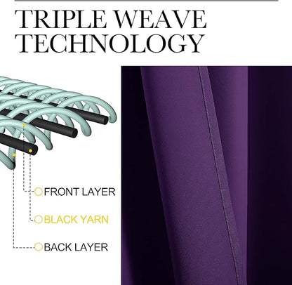 NICETOWN Kitchen Curtains Blackout Drapes & Curtains, Energy Smart Window Treatment Curtain Panels for Bedroom (Royal Purple, 34 in x 45 in (W x L), Set of 2)