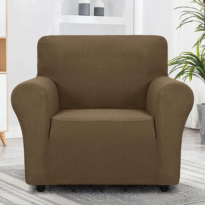 ZNSAYOTX Super Stretch Chair Slipcover Universal Sofa Chair Covers for Living Room Dogs Pet Furniture Protector Spandex Armchair Slipcovers with Anti Slip Foam Sticks (Brown, Chair)