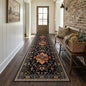 Area Rugs 3'x10' Runner Rug Non Slip Washable for Kitchen Hallway Bedroom Beside Laundry Room Bathroom Rug, Floor Carpet, Black Colorful Floral Dark Tan