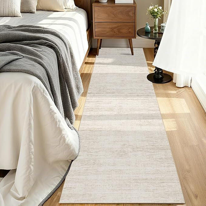 2x10 Runner Rug Non-Slip，Modern Abstract 10ft Washable Runner Rugs for Hallways, Ultra-Thin Long Kitchen Rug Runners,Stain Resistant Floor Carpet for Bedroom,Laundry Room,Entryway（Beige,2'x10'）