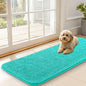 OLANLY Dog Door Mat for Muddy Paws 47x17, Absorbs Moisture and Dirt, Absorbent Non-Slip Washable Doormat, Quick Dry Chenille Mud Mat for Dogs, Entry Indoor Entryway Carpet for Inside Floor, Teal