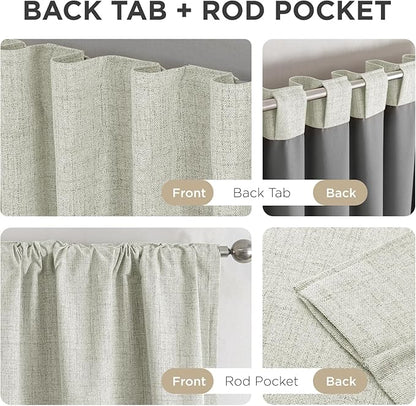 Joydeco Linen Blackout Curtains for Bedroom - 100% Light Blocking 1 Panels, Light Beige Drapes 70" W x 96" L, Thermal Insulated Room Darkening Curtains for Living Room, Rod Pocket & Back Tabs