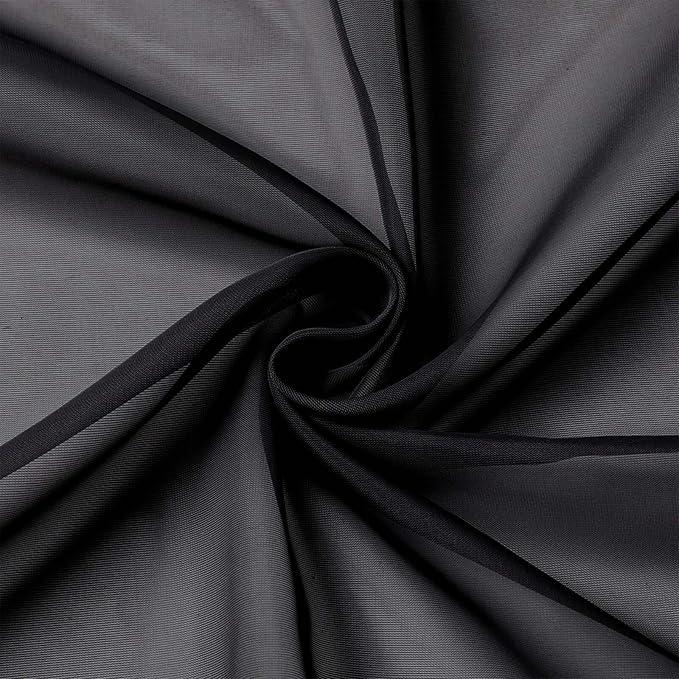 Black Sheer Curtains for Bedroom Living Room 96 Inches Long 2 Panels, Modern Airy Soft Lightweight Rod Pocket Light Filtering Sheer Curtains Drapes, Black, Each 59" Wx96 L Inch