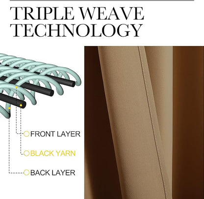 NICETOWN Sleek Blackout Curtains 90 inches Length for Windows, Noise Reducing and Block Draft Panels for Door Doorway Laundry Office Luxury Decor Theme (2 Panels, Gold Brown, W55 x L90 -Inch)