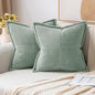MIULEE Spring Decorative Throw Pillow Covers for Couch Bed Livingroom 18x18 Inch Set of 2 Greyish Green Boho Accent Throw Pllows Broadside Striped Patchwork Soft Corduroy Summer Pillowcases