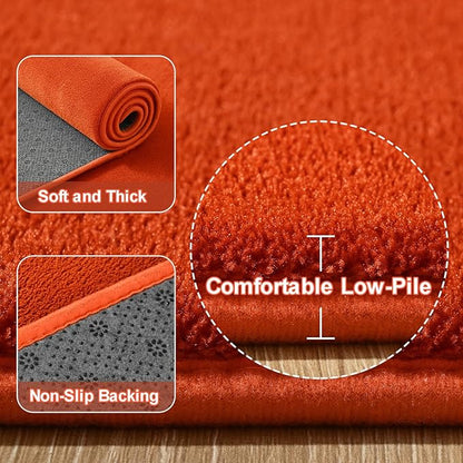 Amearea Large Modern Area Rugs for Bedroom Living Room, 6x9 Feet Orange Thickened Memory Foam Rug, Fluffy Indoor Washable Rugs Non Slip Minimalist Carpet for Boys Girls Dorm Nursery Room Decor