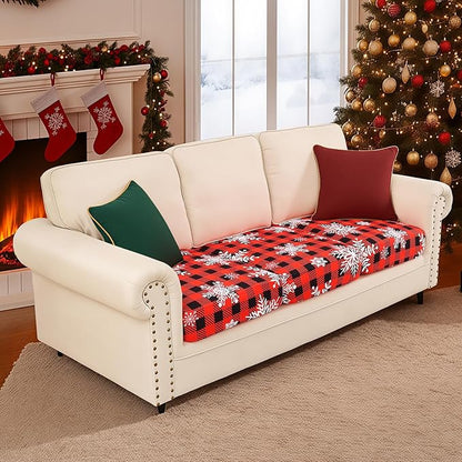 Smiry Printed Couch Cushion Covers, Stretch Soft Couch Covers for Sofa, Washable Non-Slip Sofa Slipcover Furniture Protector for Indoor and Outdoor (3 Pack, Burgundy)