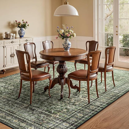 Lofus 5x7 Area Rug for Living Room,Green Washable Area Rugs with Non-Slip Backing,Soft Boho Carpets for Bedroom Dining Room Home Office Indoor Nursery
