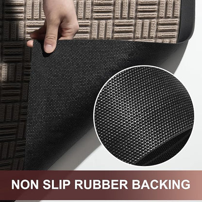 Mibao Front Door Mat, Heavy Duty Durable Welcome Mat for Outdoor Indoor, Dirt Trapper Waterproof Super Absorbent Door Mat for Entryway Outside Patio Porch,61.5" x 36", Beige