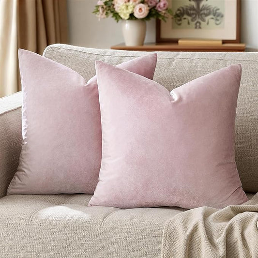 GIGIZAZA Decor Throw Couch Pillow Covers,Set of 2 Sweet Lilac Sofa Cushion Pillow Covers,Velvet Pillow Cases 24x24inch