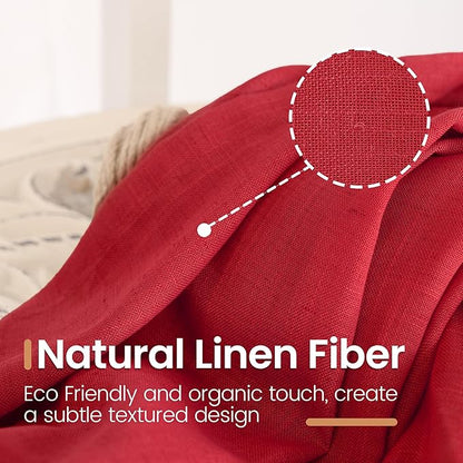 BGment Long Linen Semi Sheer Curtains 102 Inch Length for Living Room, Red Lightweight Window Drapes for Bedroom with Rod Pocket Light Filtering Rustic Textured, 2 Panels Set, Each 52 Inch Wide