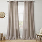 Nanspring 108 Inch Long Curtains for Living Room Ecru Linen Blend Light Filtering Semi Sheer Curtain Back Tab Rustic Decor Natural Farmhouse Floor to Ceiling High Window for Bedroom 52x108, 2 Panels