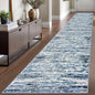 Lansny Modern Abstract Runner Rug 2.6x16, Grey Blue White Washable Long Kitchen Runner Non-Slip Soft Hallway Rug Runner Thin Print Faux Wool Carpet for Entryway Bedroom Laundry Room Indoor Home Decor