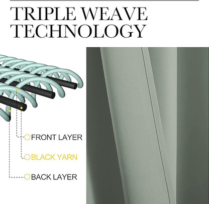 NICETOWN Bedroom Curtain Panels Blackout Draperies, Thermal Insulated Solid Grommet Blackout Curtains/Drapes (Greyish Green, 1 Pair, 34 by 45-inch)