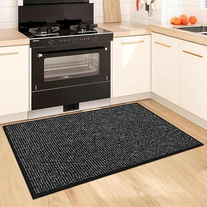 BEQHAUSE Kitchen Rugs 24"x36", Non-Slip Kitchen Mats for Floor, Super Absorbent and Stain Resistant Kitchen Rugs, Machine Washable Rugs for Kitchen, Hallway, Laundry & Sink, Black