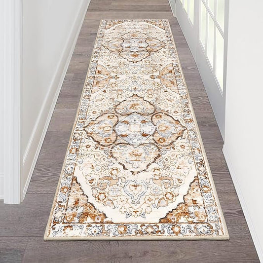 HEBE Hallway Runner Rug 2'x6' Washable Vintage Distressed Area Rugs Non Slip Laundry Rug Runner Boho Floor Carpet Runners for Hallways Entryway Laundry Room Kitchen Bathroom